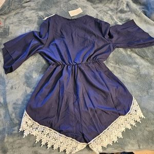 Blue with knitted lace romper